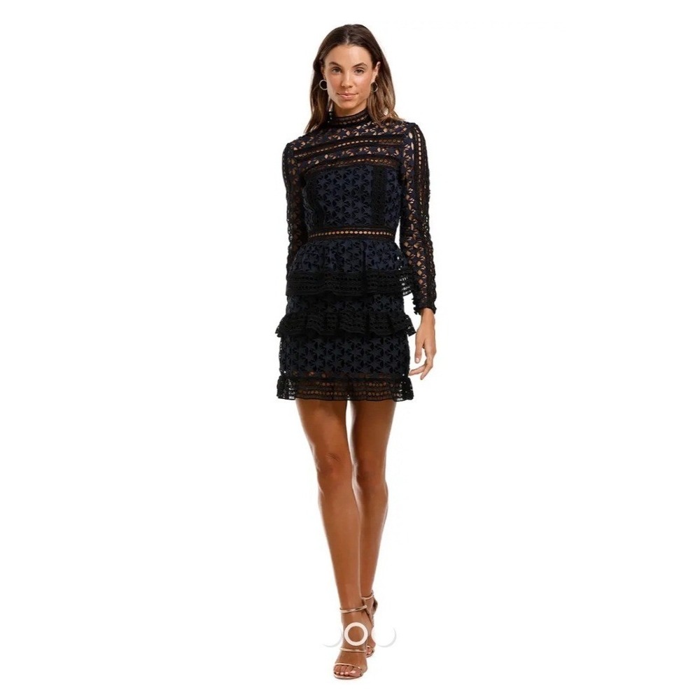 HQMM Han Qing Mumu Star Lace Dress Tiered Mini Womens Size Medium  NWT